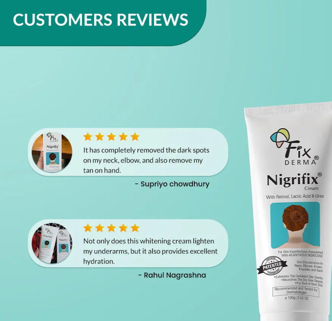 Nigrifix Cream - Reduces Dark Elbows, Knees, Underarms, & Neck | 10% Lactic Acid + 0.1% Retinol