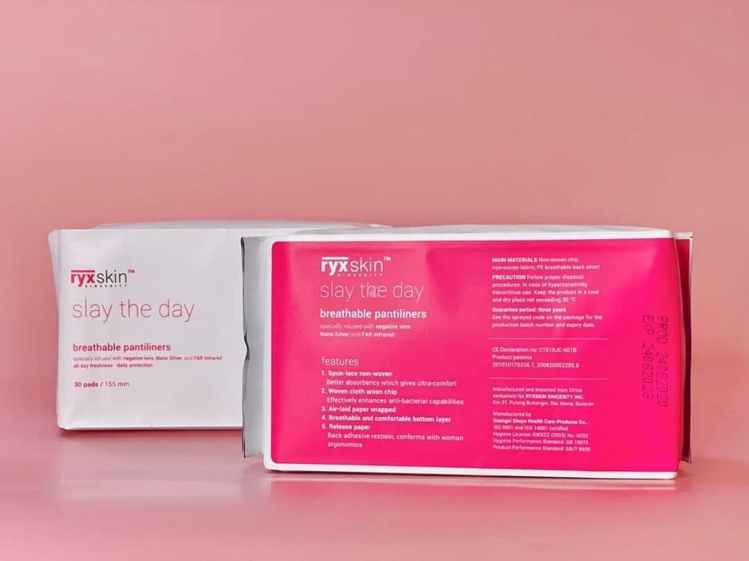 Ryx Skin Sincerity Slay the Day Sanitary Pantiliners Pads - Breathable Pantiliners 30 Pads 155mm